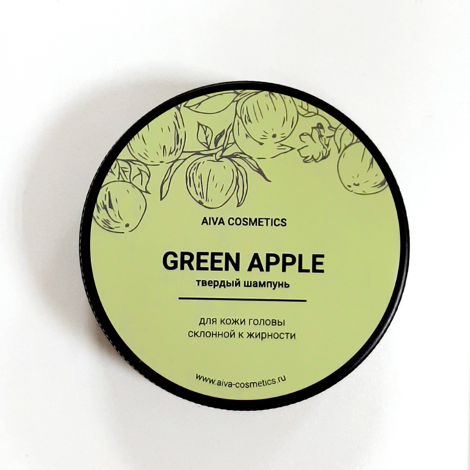 Aiva Cosmetics, Твердый шампунь Green Apple.