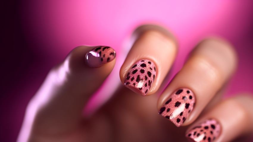 Леопардовый маникюр с розовым цветом