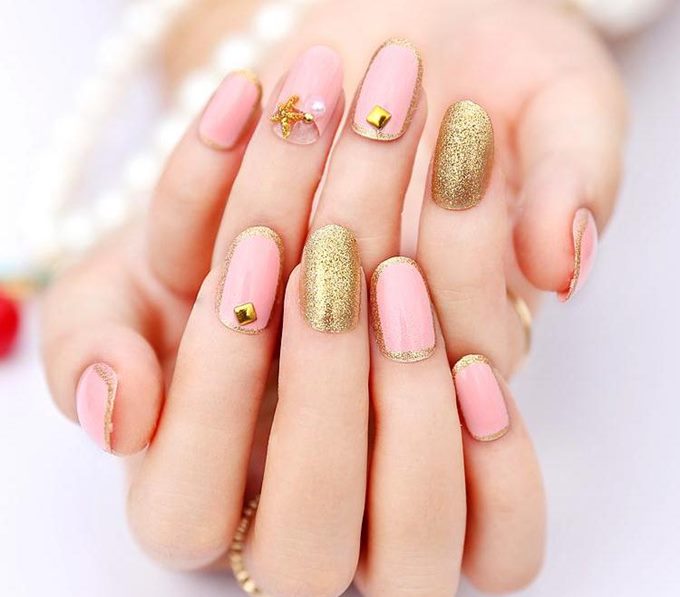 Розово-золотые ногти