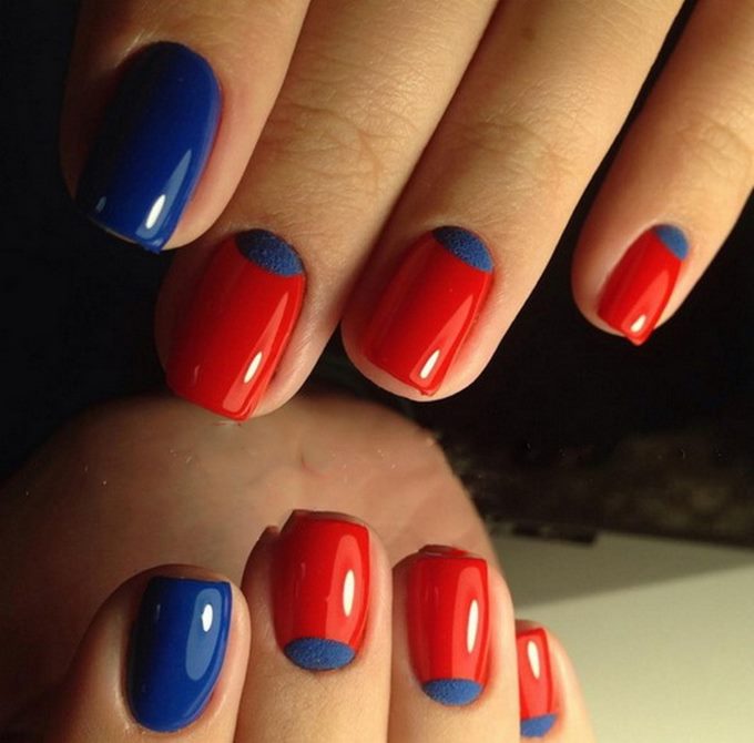 сине-красный маникюр сине-красный маникюр